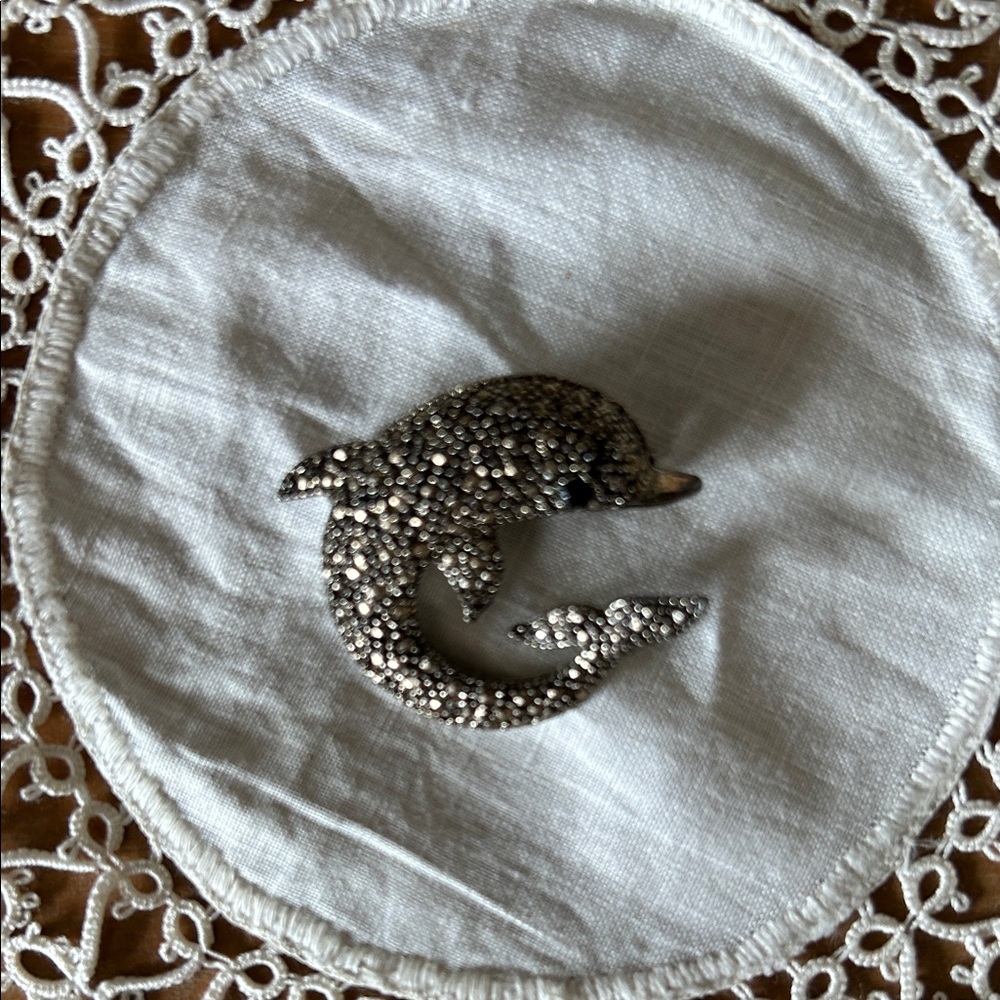 Silver Dolphin Brooch